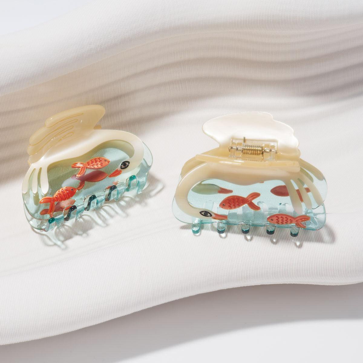 Pearl Swan Goldfish cute bio-acetate winona irene big sale designer tortoise shell hair claw clip durable pink butterfly flat online wholesale hair pin hair accessories french barrettes for thick hair styles women.