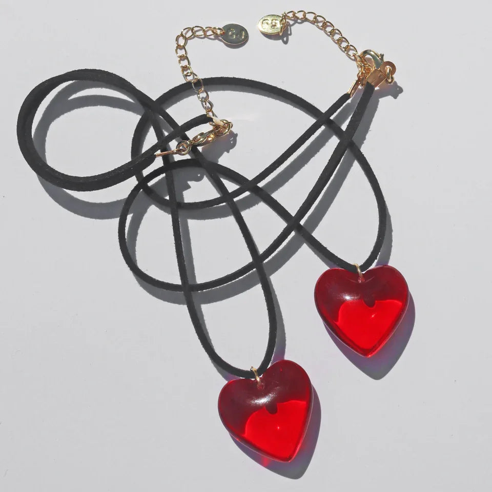 Red Mimi Glass Heart Necklace