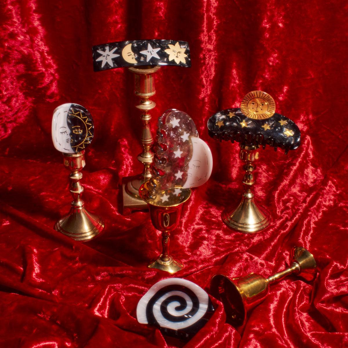 Moon and Stars cute bio-acetate winona irene big sale designer tortoise shell hair claw clip durable pink butterfly flat online wholesale hair pin hair accessories french barrettes for thick hair styles women.