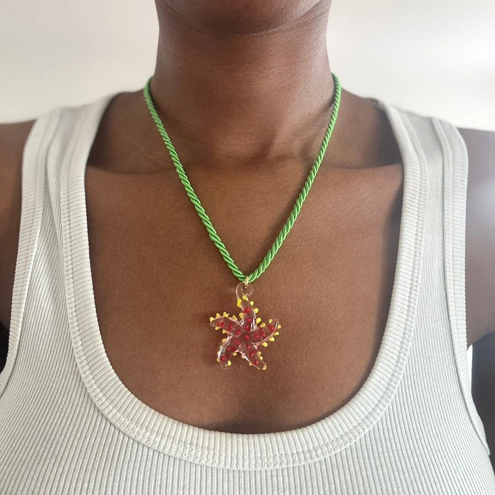 Chunky Pearl Starfish Charm Choker Necklace