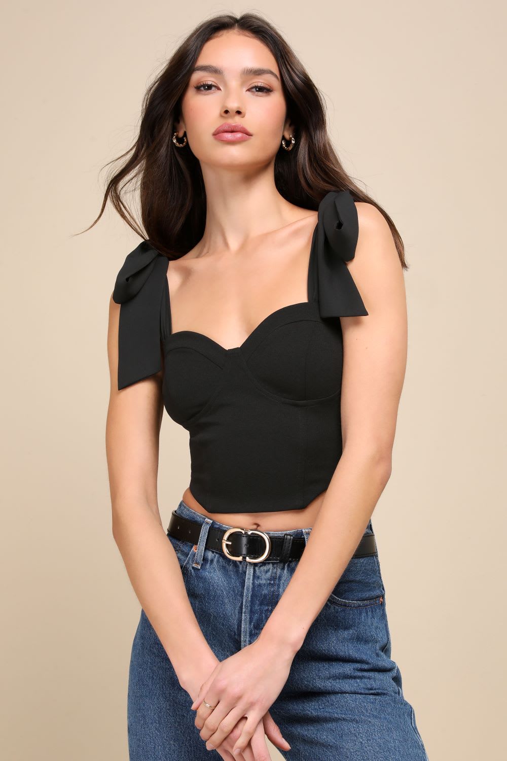 bustier tie strap clothing top with bows