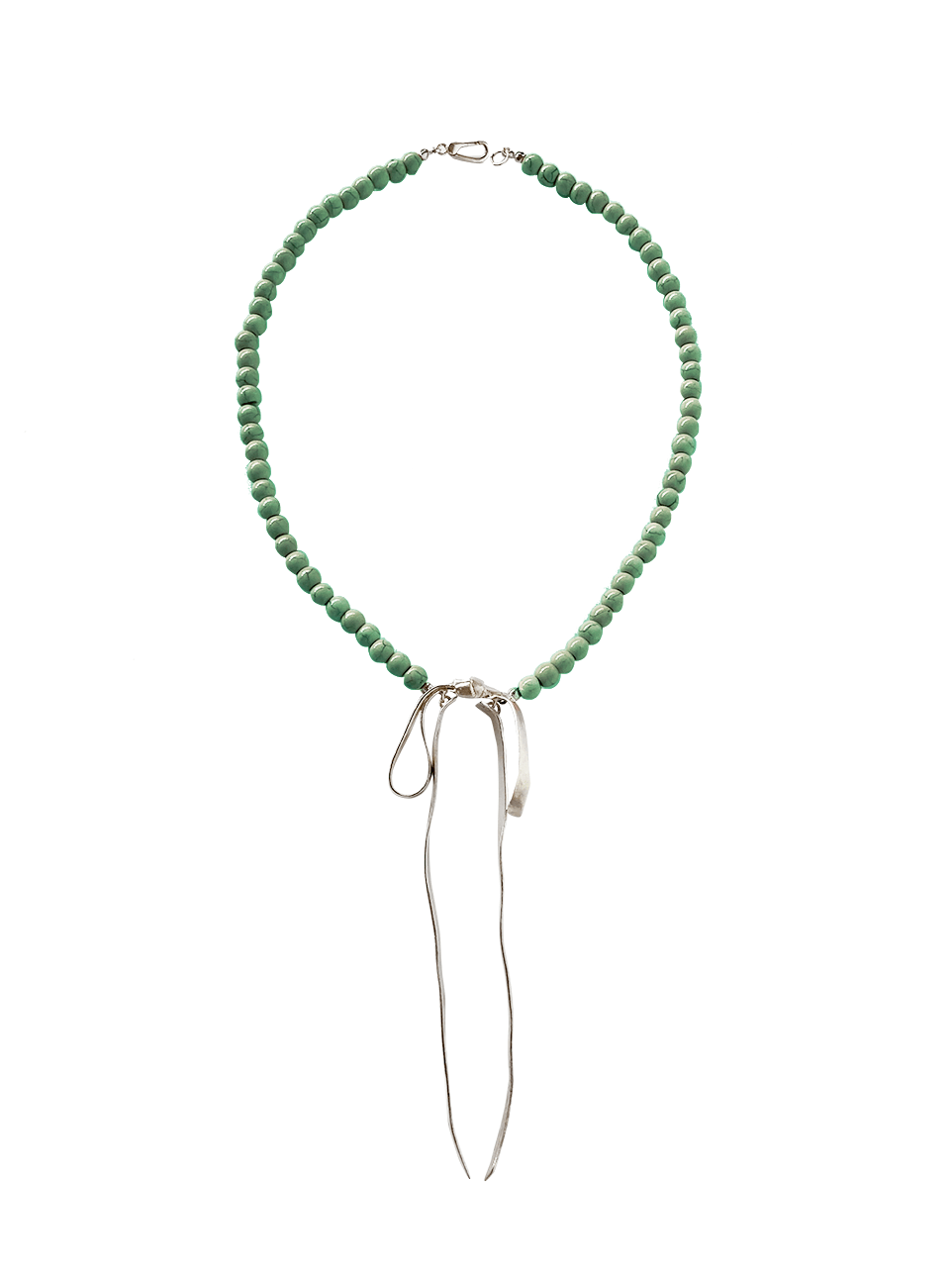 Chloe Vintage Greenbeaded Ribbon Necklace - bowsatelier