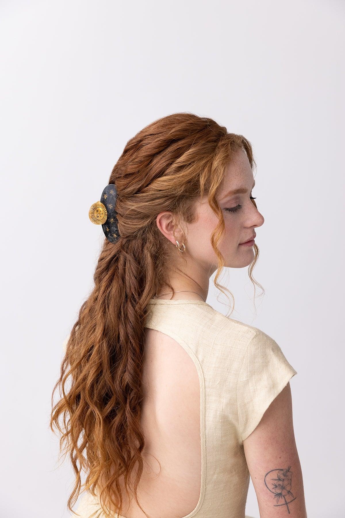 Sun and Stars  cute bio-acetate lightweight high quality winona irene big sale designer tortoise shell hair claw clip durable pink butterfly flat online wholesale hair pin hair accessories french barrettes for thick hair styles women.