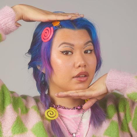 BowsAtelier Spiral Clip in yellow green red Stylish Large Hair Clip for thick curly thin long fine hair 