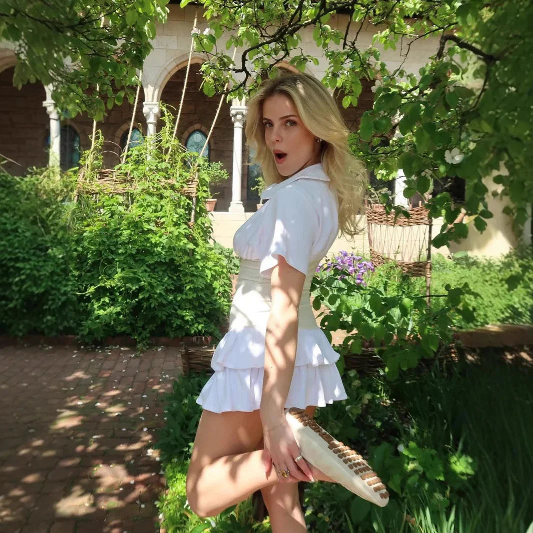 Neutral claw clip holding long hair with terracotta bohemian dress