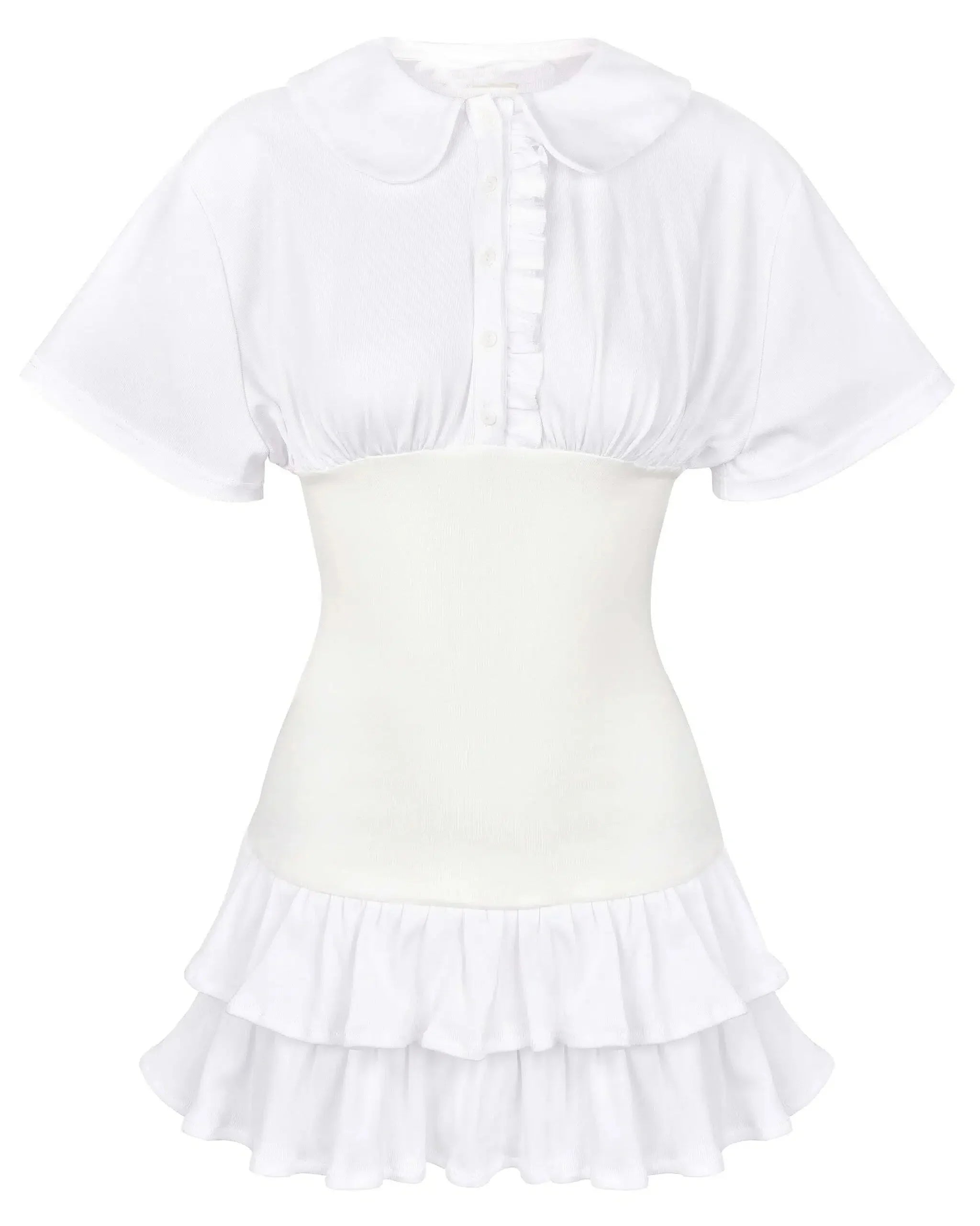 Collar Fitted Frill Dress my mum made it coupon  sale code skirt puffer bag dress white crop top girl cute clothing mindfully outfits cottagecore  cotton good quality comfy chic vacation daily