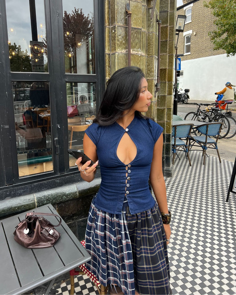 The Paulina Top in Indigo Denim