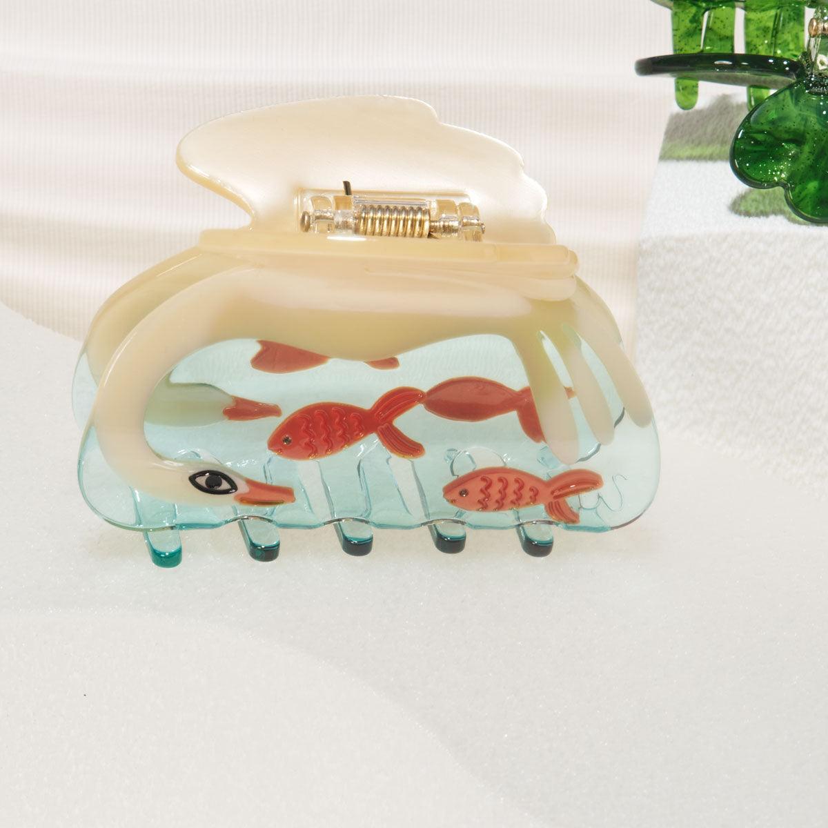 Pearl Swan Goldfish cute bio-acetate winona irene big sale designer tortoise shell hair claw clip durable pink butterfly flat online wholesale hair pin hair accessories french barrettes for thick hair styles women.