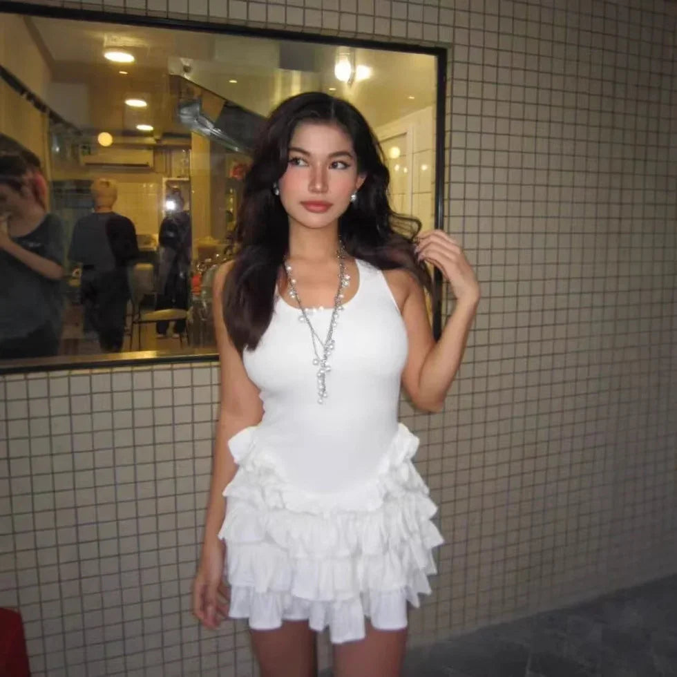 Frill Tank Dress my mum made it coupon  sale code skirt puffer bag dress white crop top girl cute clothing mindfully outfits cottagecore  cotton good quality comfy chic vacation daily