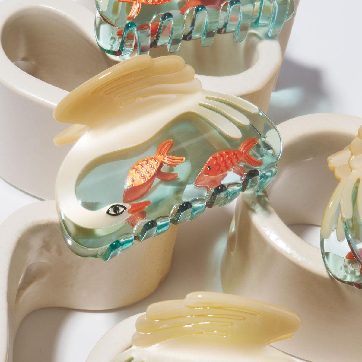 Pearl Swan Goldfish cute bio-acetate winona irene big sale designer tortoise shell hair claw clip durable pink butterfly flat online wholesale hair pin hair accessories french barrettes for thick hair styles women.