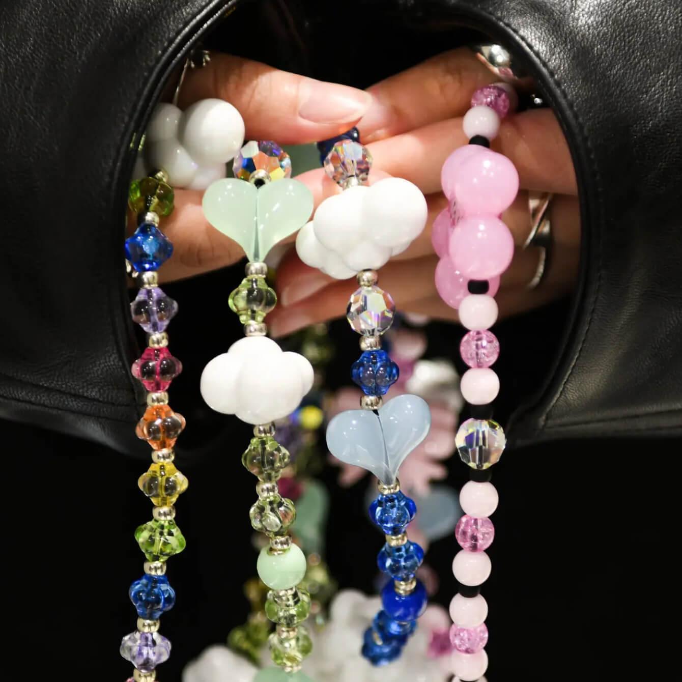 Ice Water Love Heart Wristlet Phone Strap Stringting sale phone charm crafted with high-quality colorful beads—perfect for accessorizing phones with a minimalist, stylish touch. A must-have essential and a thoughtful gift idea for women.