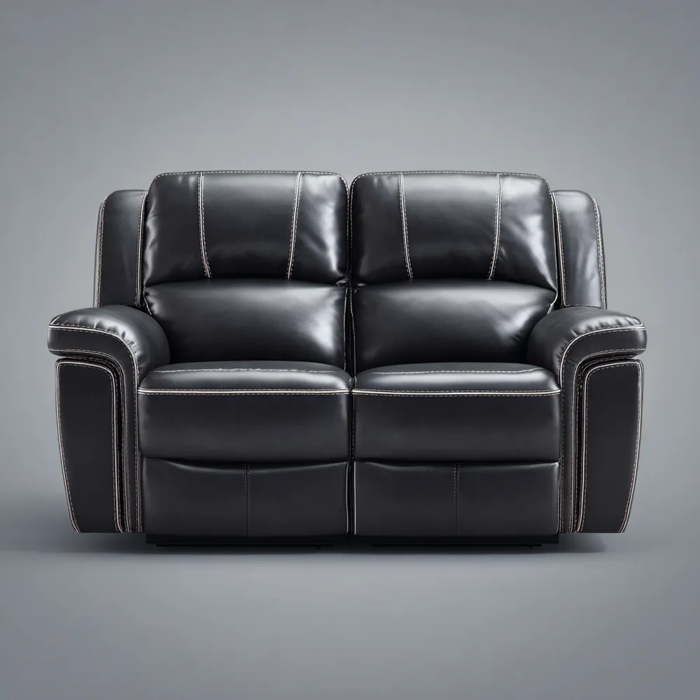 Canapé 2 places 150x90x100 cm cuir Noir - Design contemporain