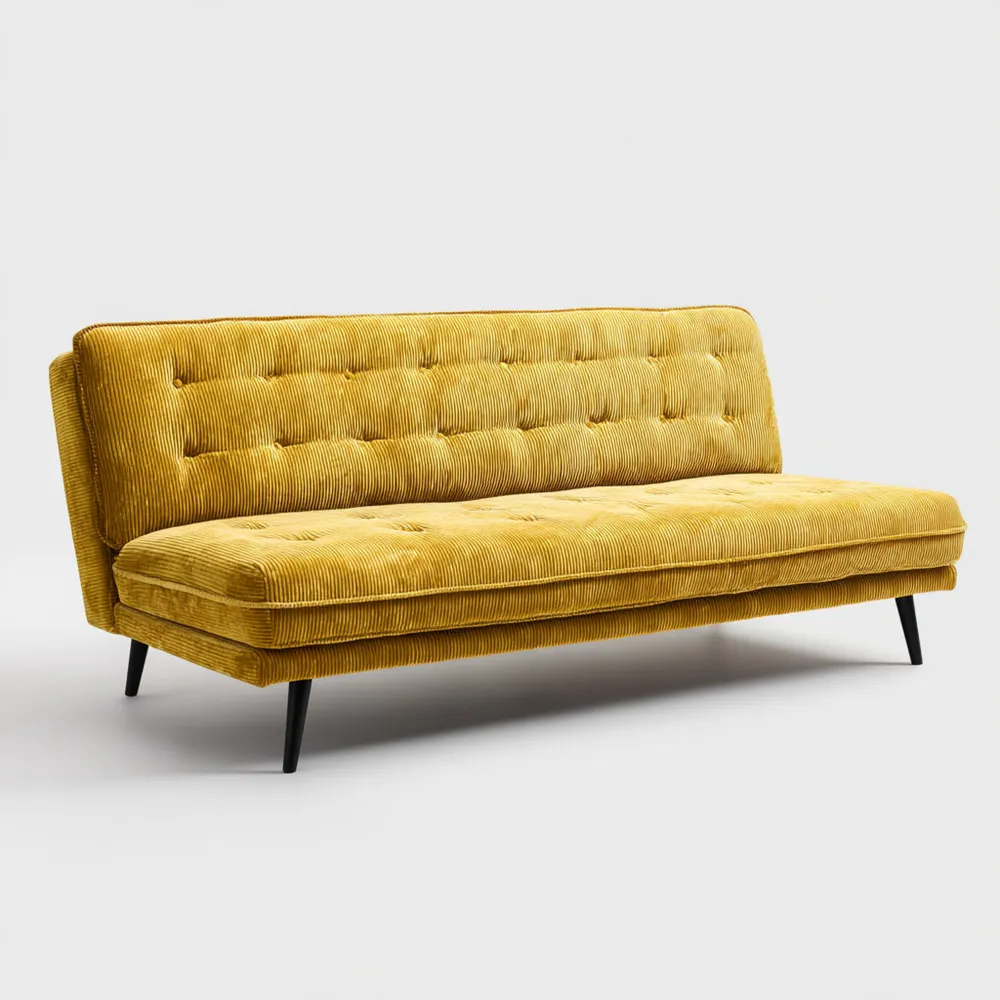 Canapé 2 places Velours côtelé 180x80x75 cm Jaune Moutarde – Design Contemporain