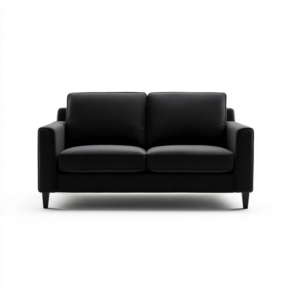 Canapé 2 places Tissu 140x85x80 cm - Noir - Design Moderne