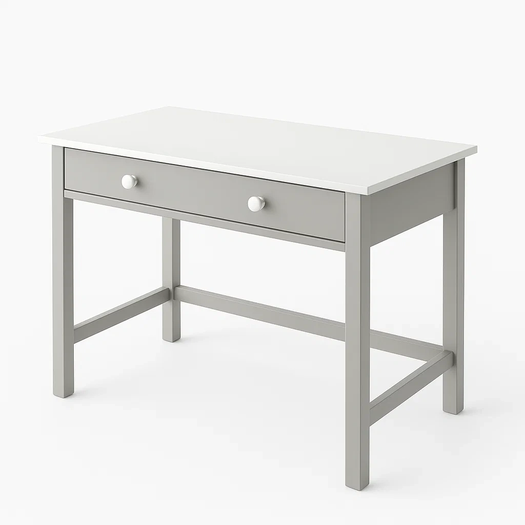 Scrivania in Legno con Cassetto 100x50x75 cm Bianco/Grigio-COSYFURNIX