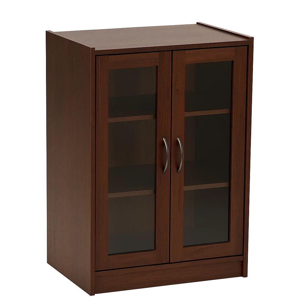 Mobile contenitore in Legno con Ante in Vetro Temperato 80x40x100 cm-COSYFURNIX