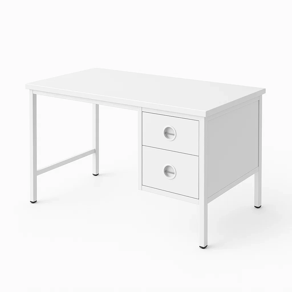 Scrivania in MDF bianco con cassetti-COSYFURNIX