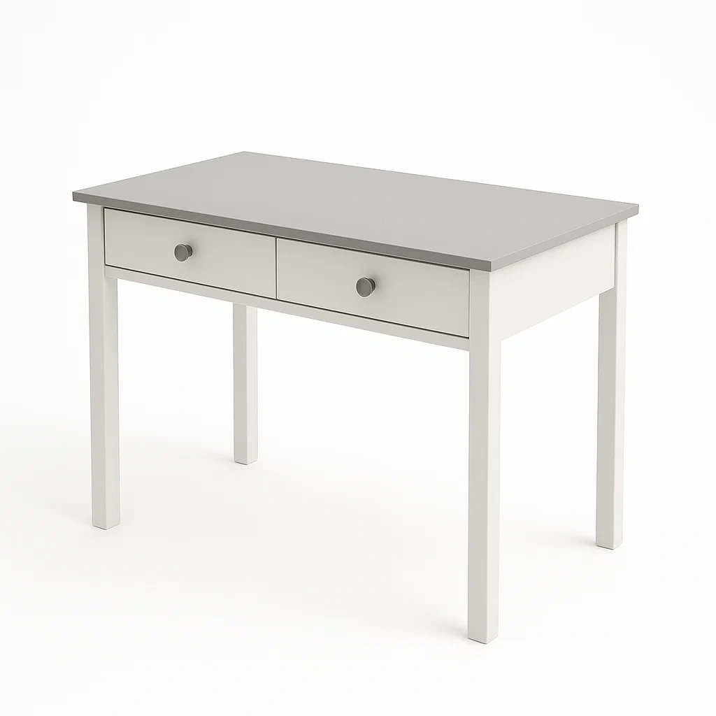 Scrivania in legno con cassetti grigio bianco-COSYFURNIX