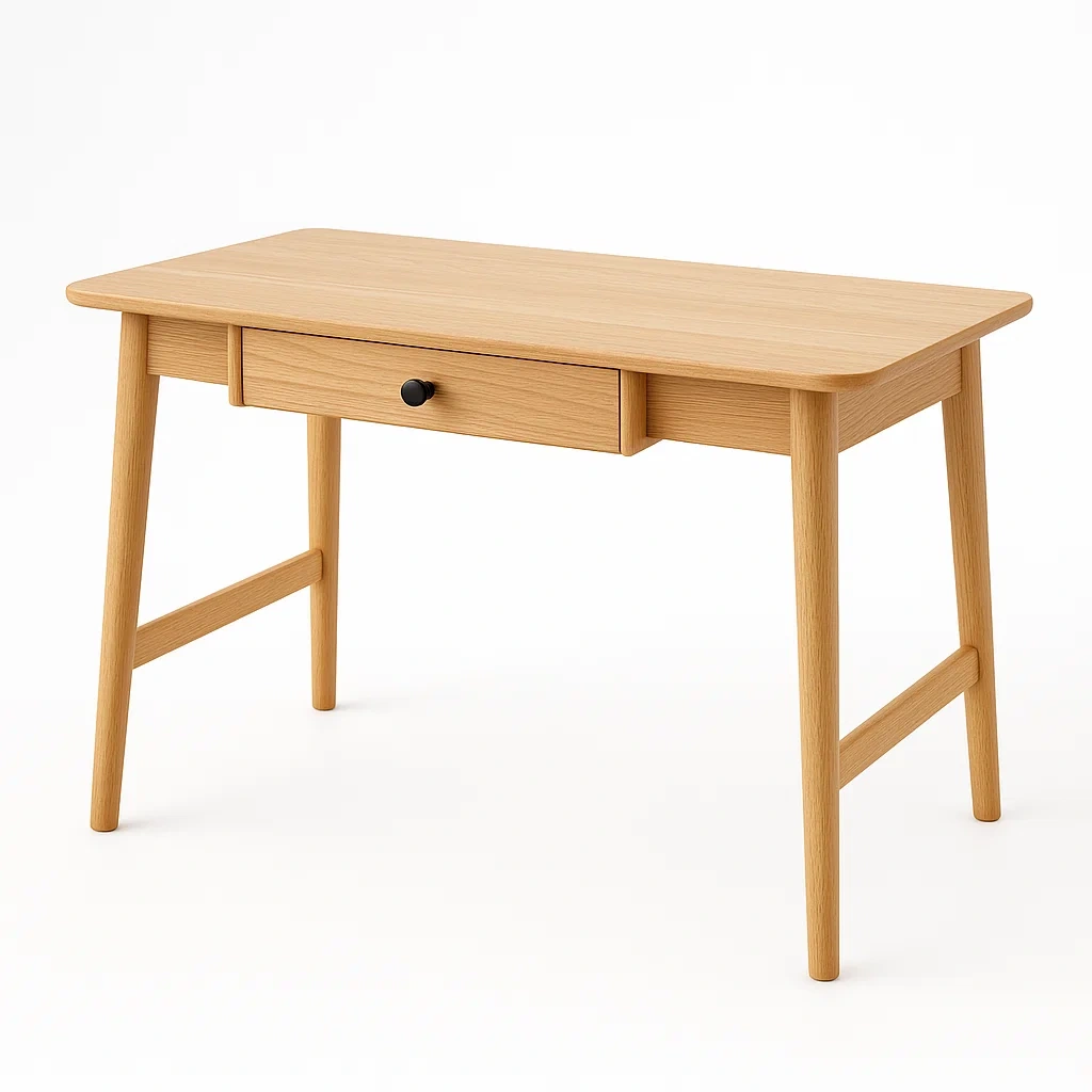 Scrivania Rettangolare in Legno di Quercia con Cassetto-COSYFURNIX