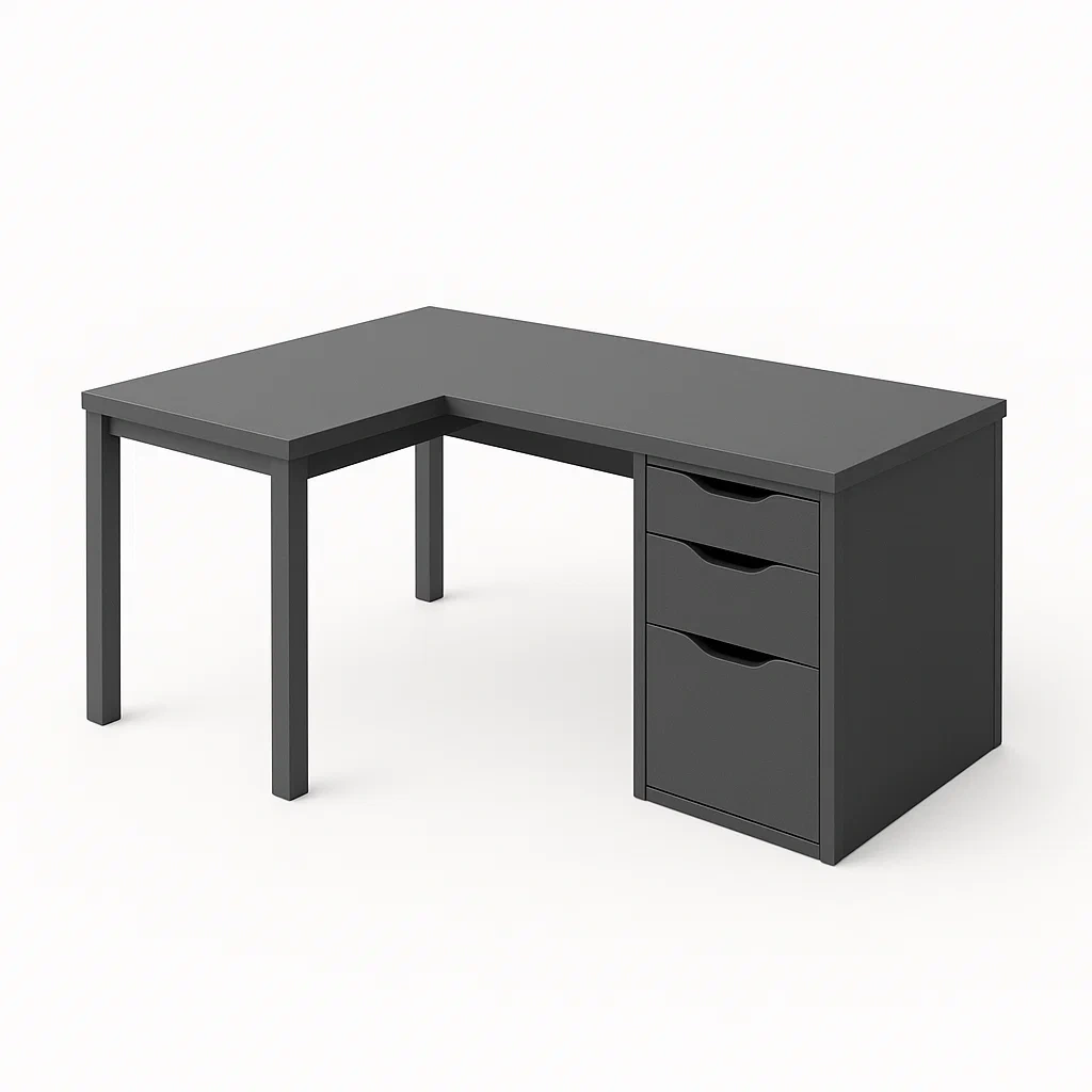 Scrivania ad Angolo con Cassetti in MDF Grigio-COSYFURNIX