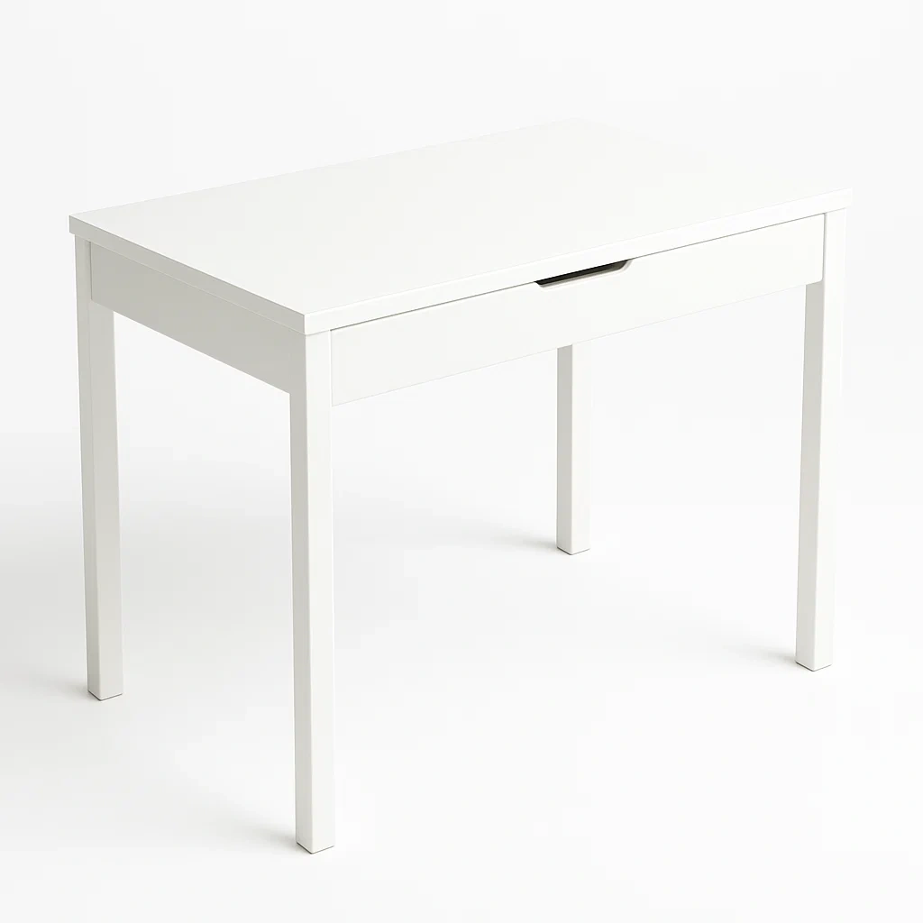 Scrivania in legno composito bianco con cassetto-COSYFURNIX