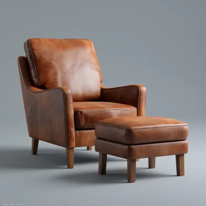 Fauteuil de détente en cuir avec repose-pieds 85x90x85 cm - Marron - Design classique