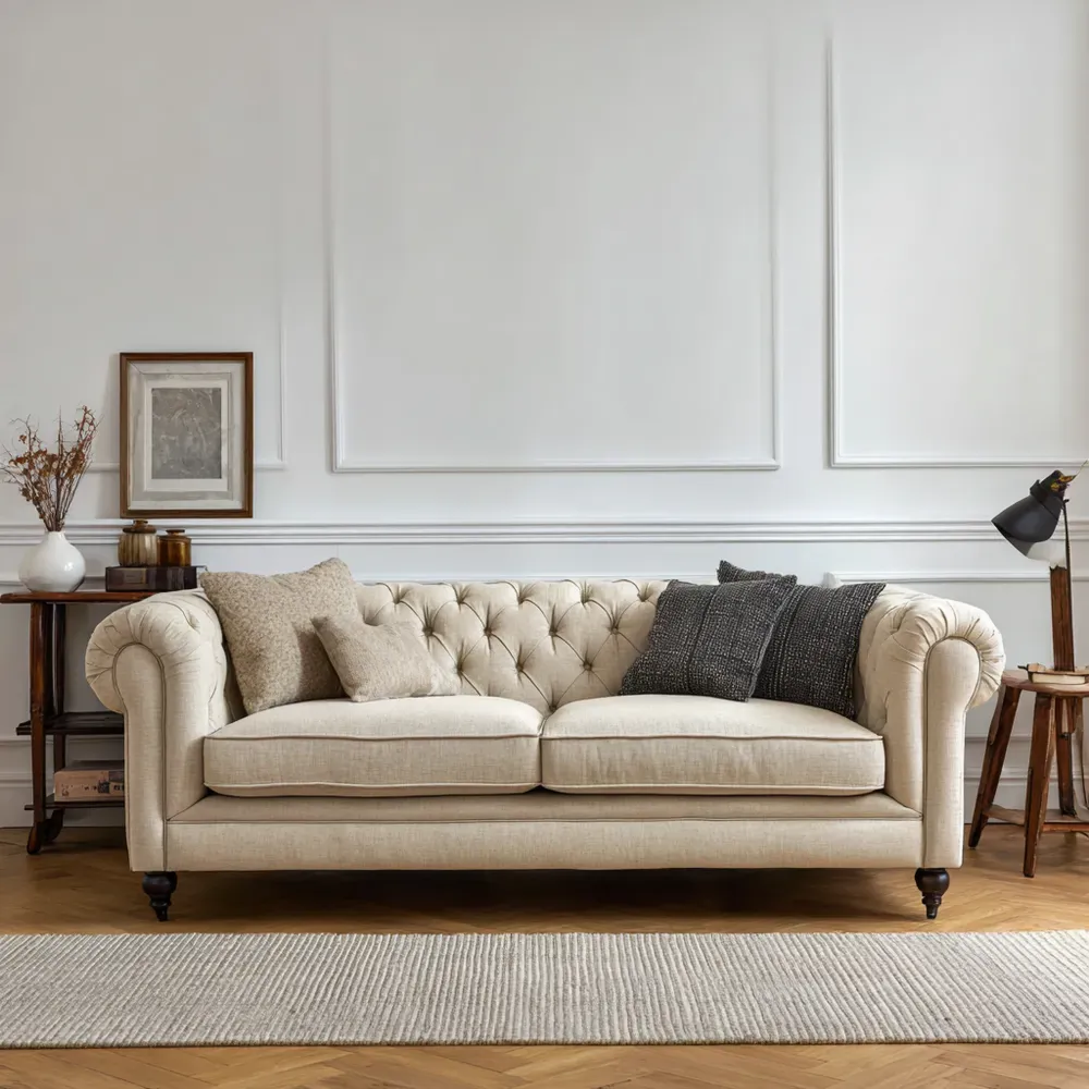 Canapé 2 places 180x90x75 cm - Tissu - Beige - Design classique