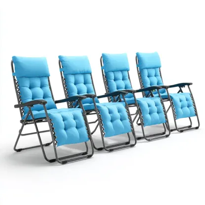 Chaises longues de jardin pliantes 110x65x90 cm - Ensemble de 4 - Bleu - Conception ergonomique