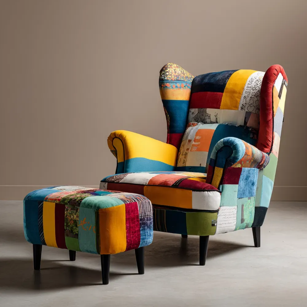 Fauteuil de détente tissu patchwork Multicolore – 80x70x100 cm