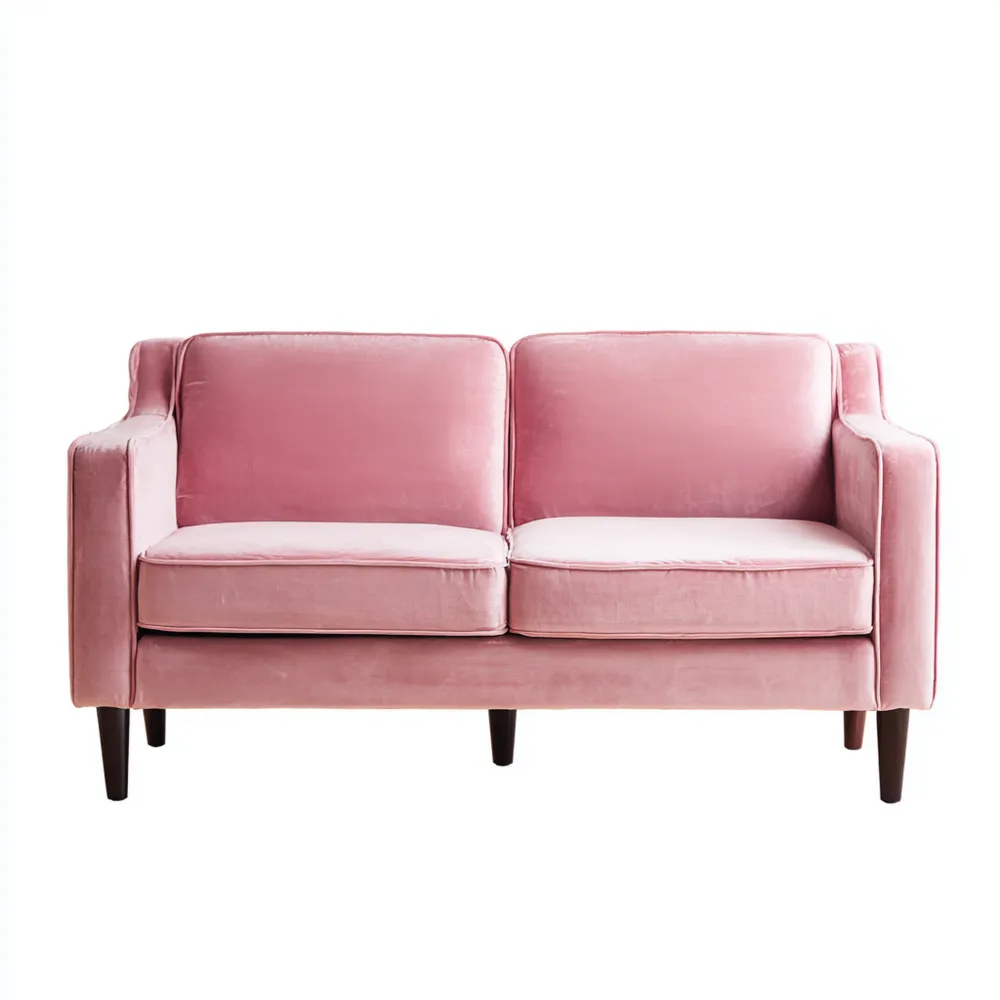 Canapé 2 places Velours 140x85x75 cm - Rose - Design Contemporain