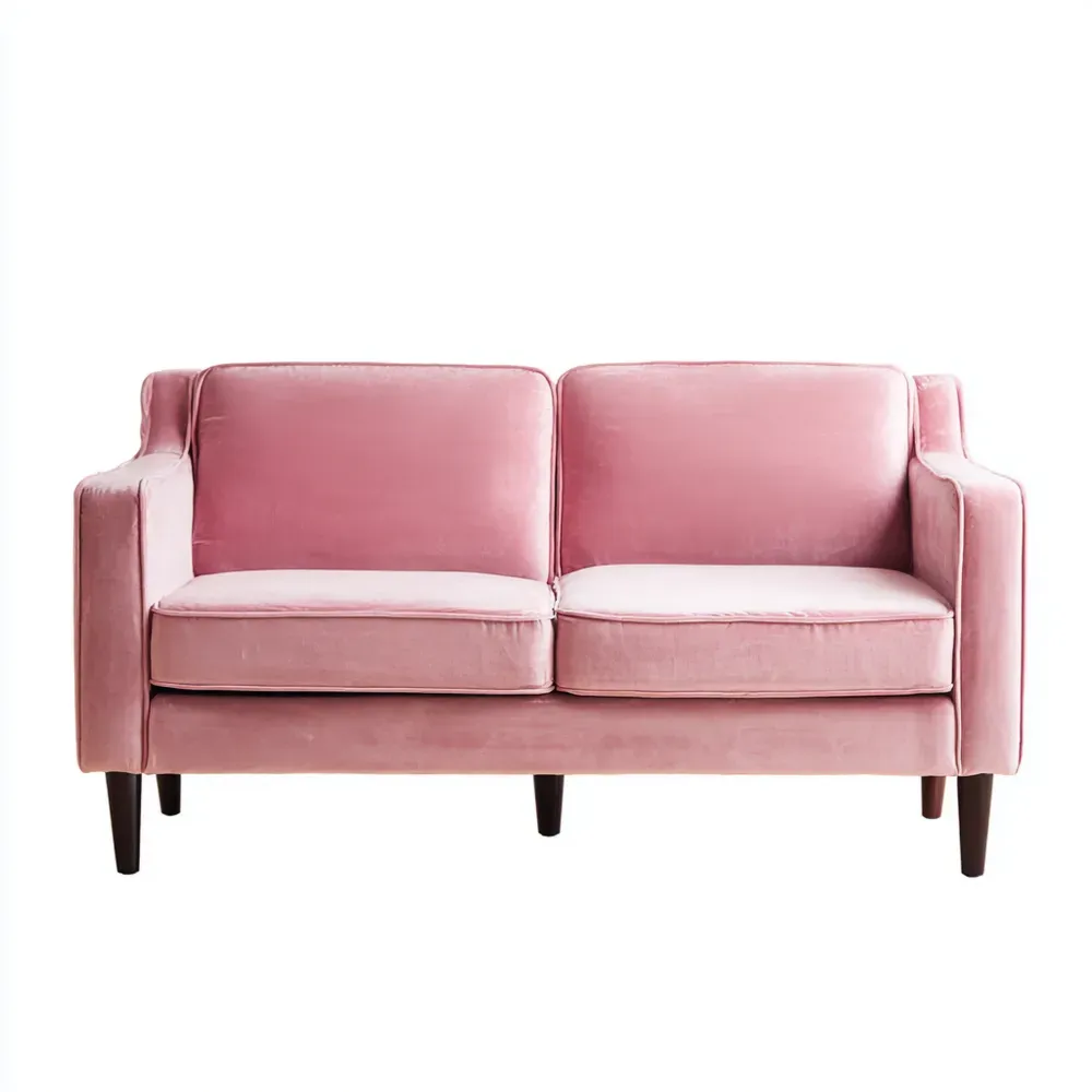 Canapé 2 places Velours 140x85x75 cm - Rose - Design Contemporain