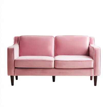 Canapé 2 places Velours 140x85x75 cm - Rose - Design Contemporain