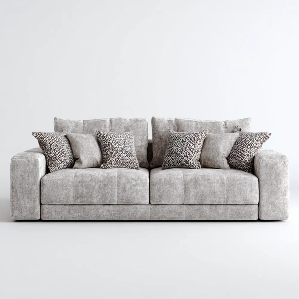 Canapé 2 places en tissu 200x100x90 cm - Gris - Design moderne