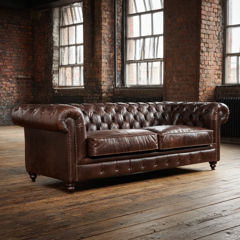 Canapé en Cuir Marron 200x85x75 cm - Design Classique