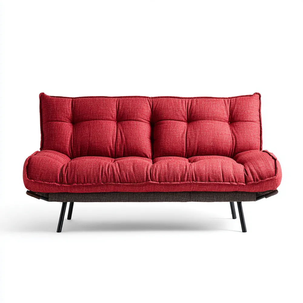 Canapé 2 places Tissu 160x85x75 cm – Rouge – Design Contemporain