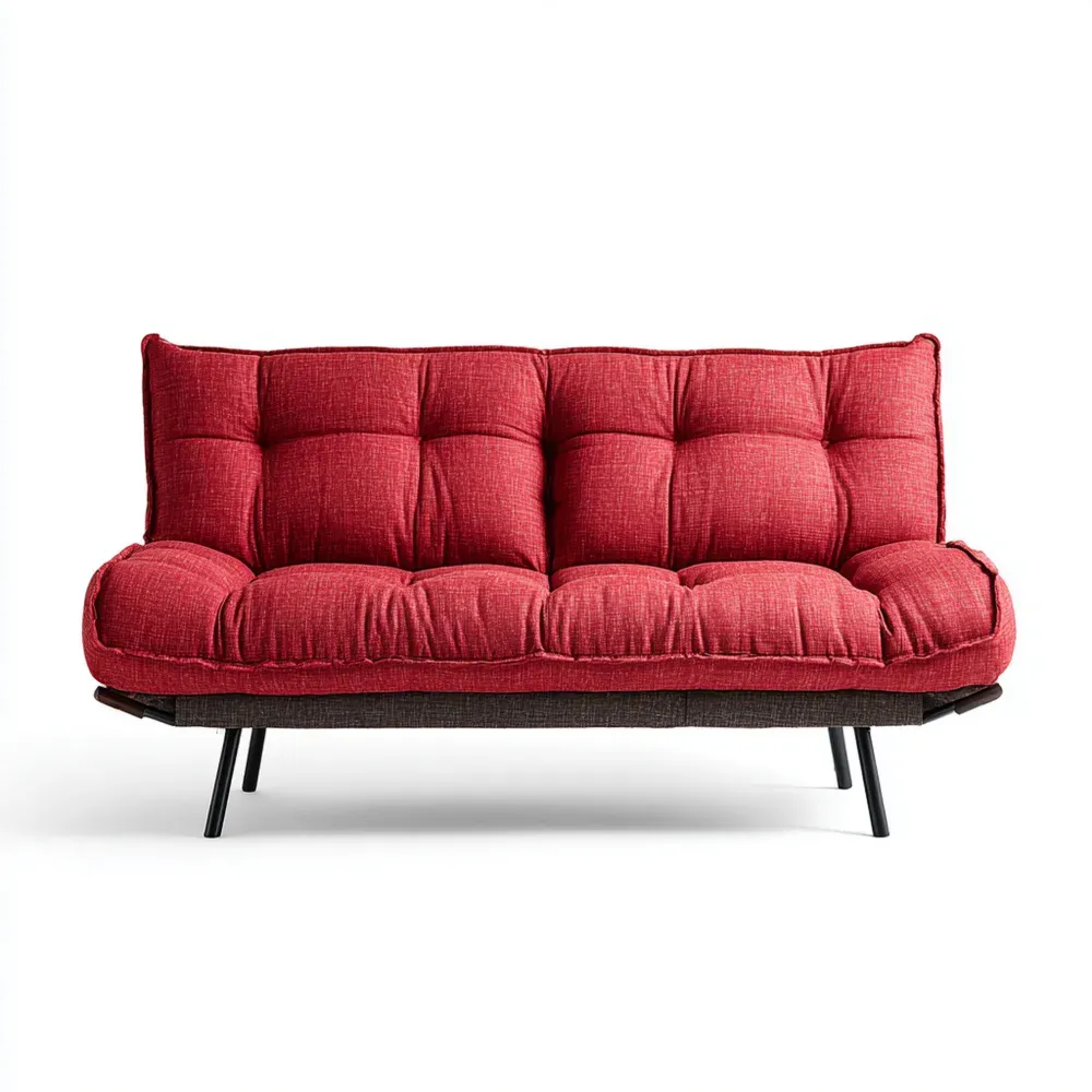 Canapé 2 places Tissu 160x85x75 cm – Rouge – Design Contemporain