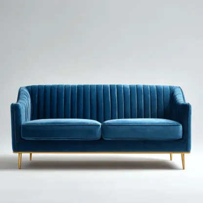 Canapé 2 places Velours 150x85x75 cm – Bleu – Design Contemporain