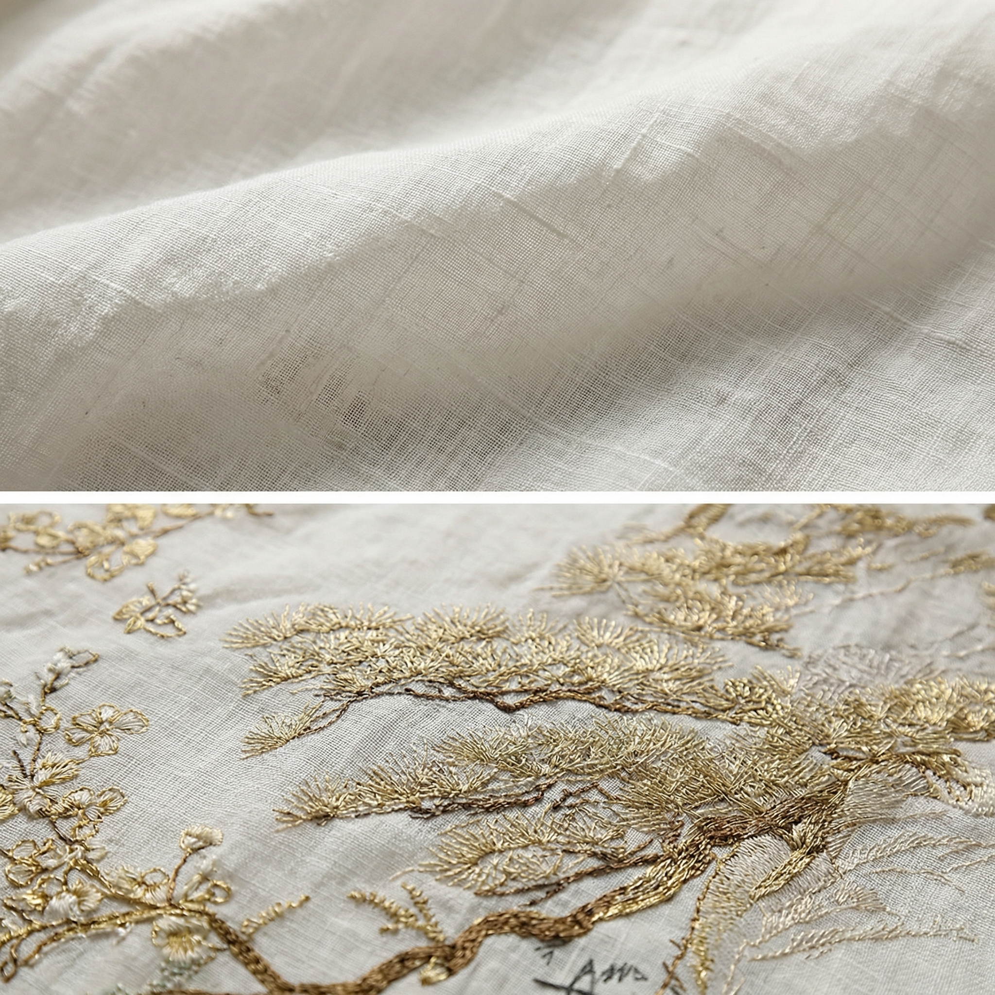 Women's Japanese Cherry Blossom And Pine Tree Art Pattern Linen Dress