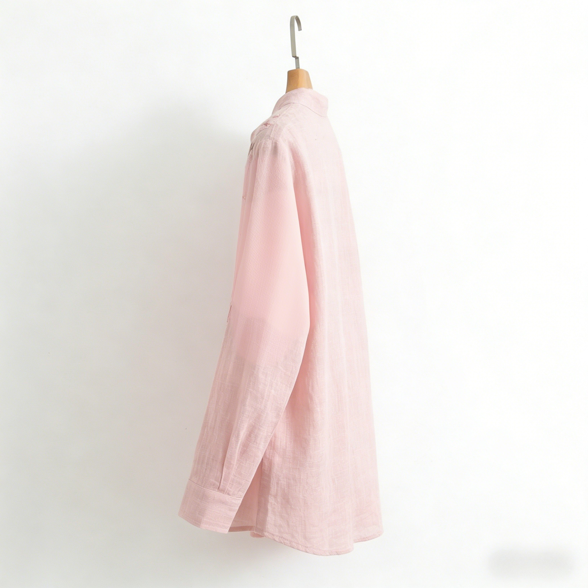 Women's Vintage Flowers Embroidered Linen Long Sleeve Shirt