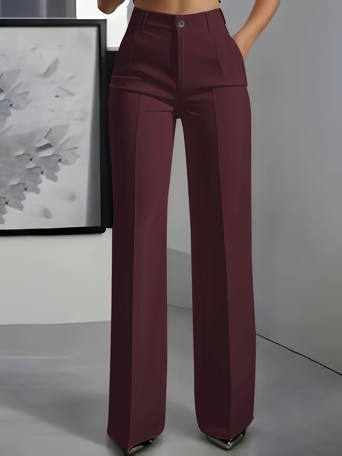 Women's High-waist Pants with an Elastic Waistband