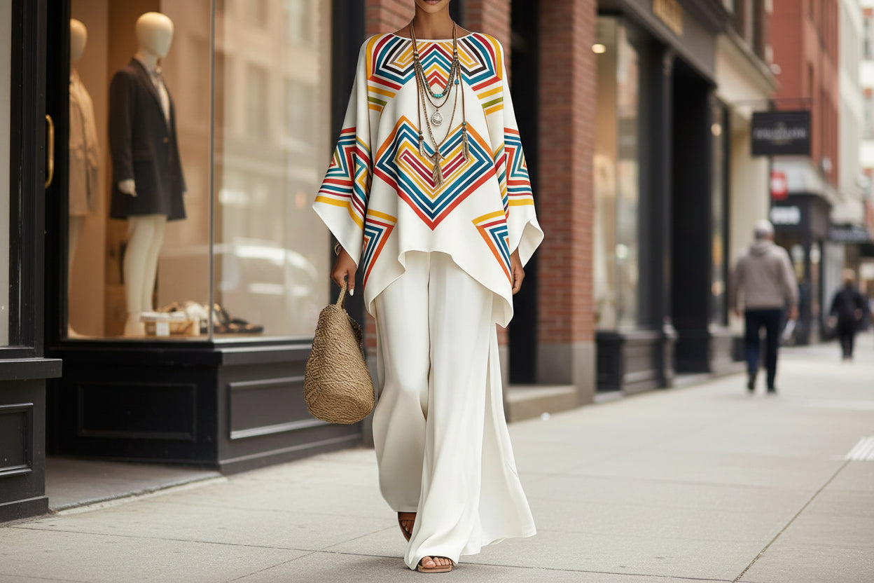 Women’s Printed Crew Neck Long Sleeve Two Piece Set