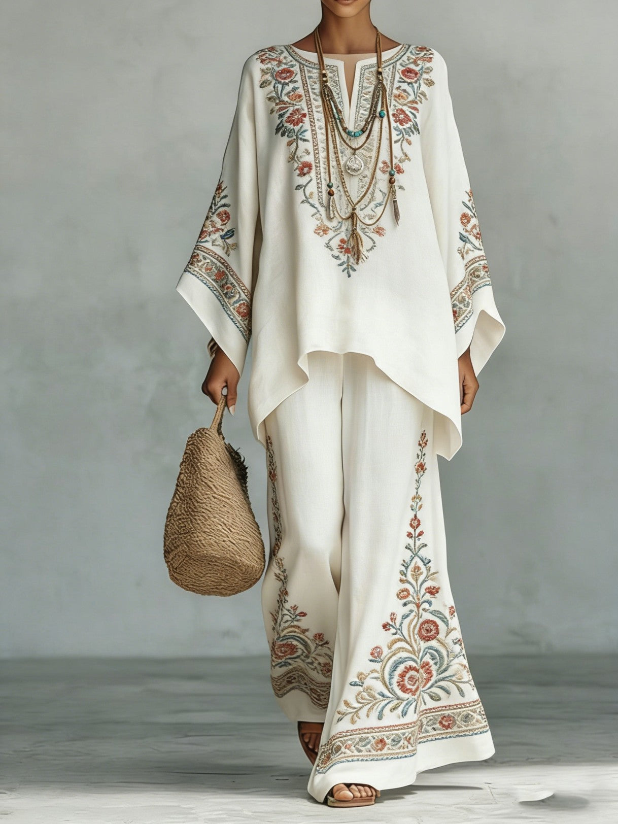Women’s Printed Crew Neck Long Sleeve Two Piece Set