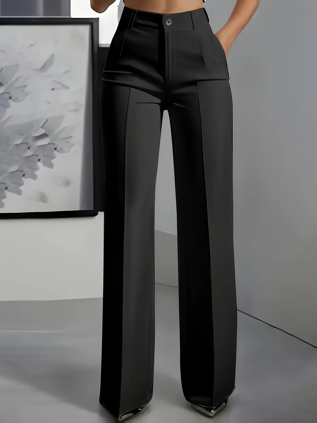 Women's High-waist Pants with an Elastic Waistband