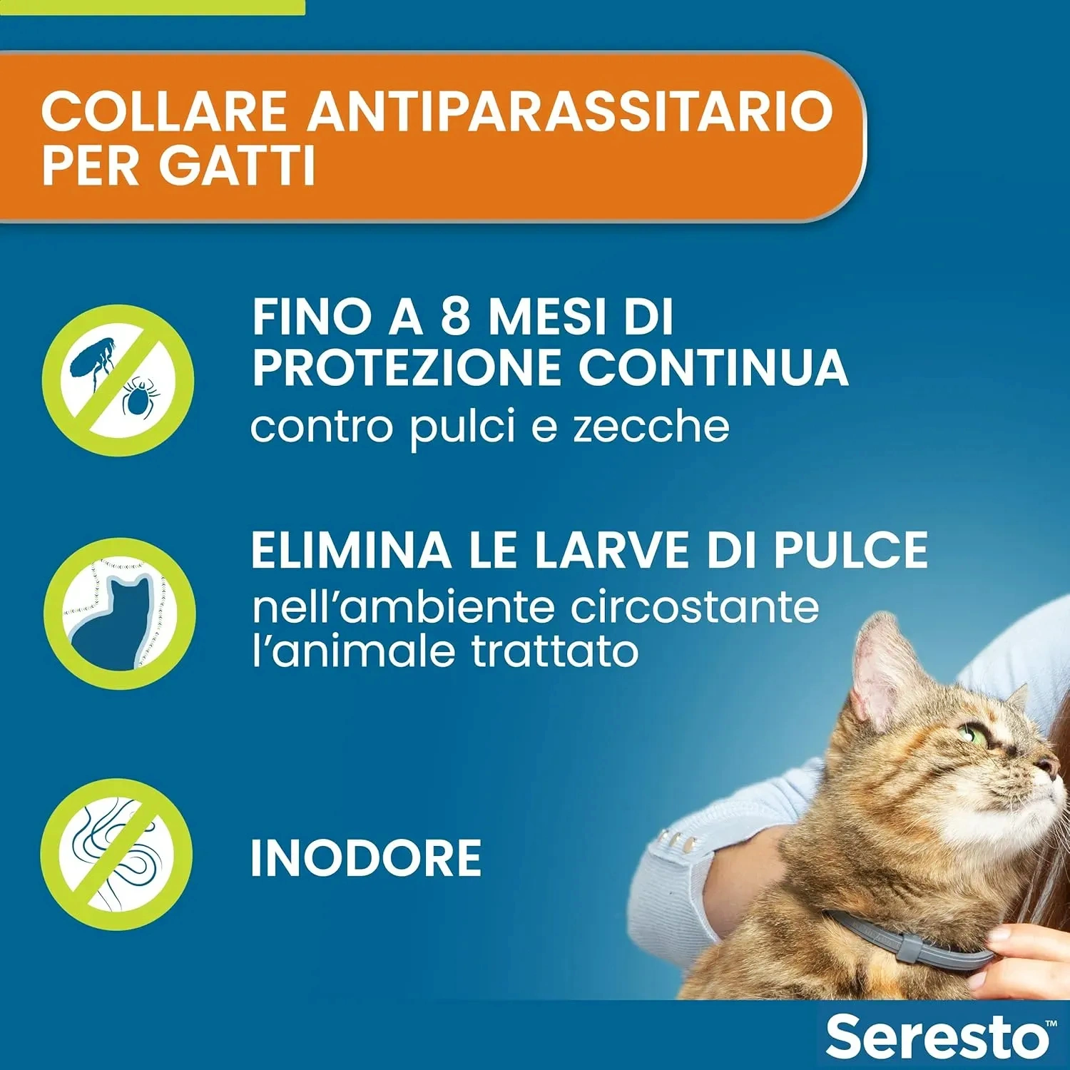 Collare Antiparassitario per Gatti: 8 Mesi di Protezione Efficace da Pulci e Zecche.