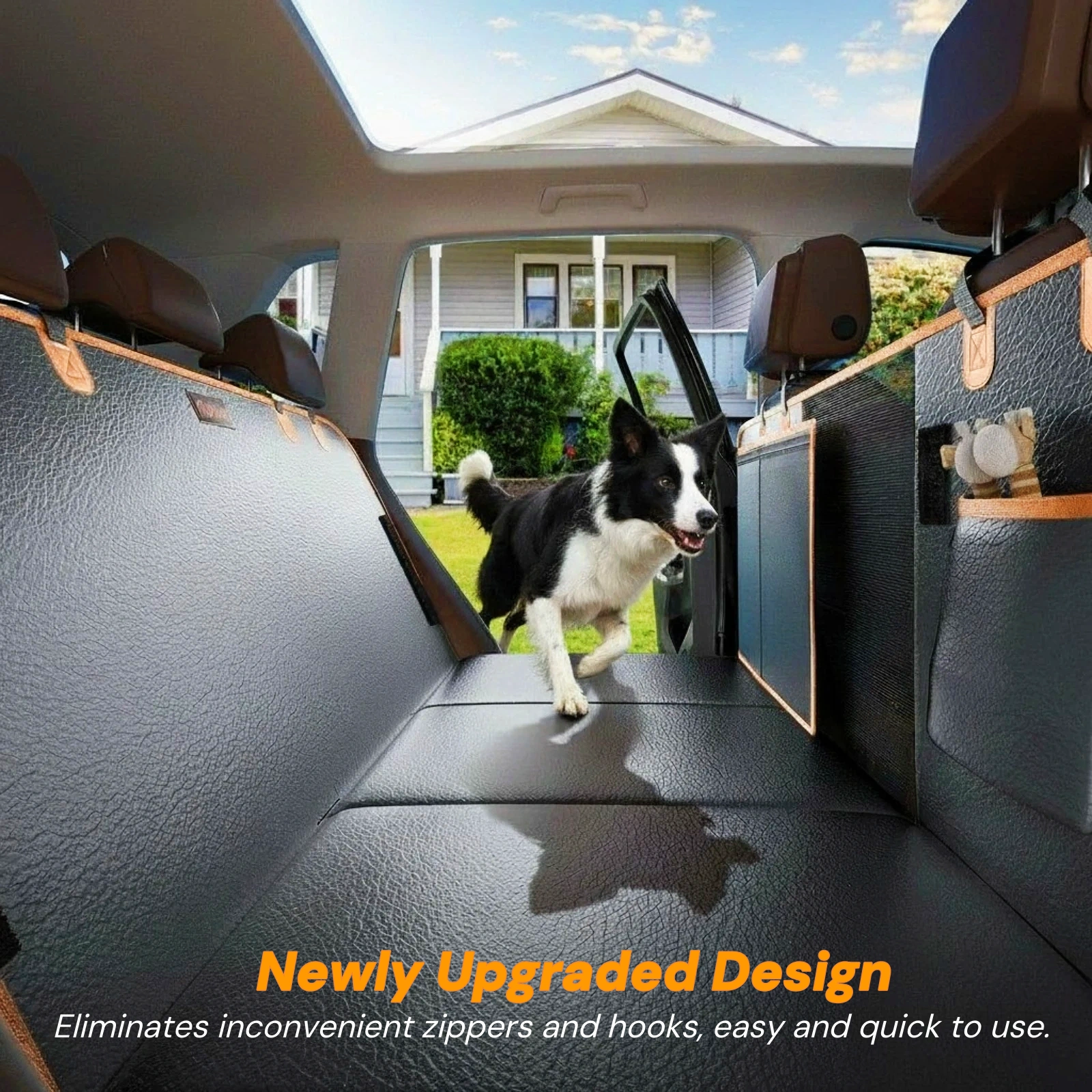 Pettami｜Hard Bottom Dog Car Seat Cover for Pets 100% Waterproof Seat Cover Hammock 600D Heavy Duty Scratch Proof Nonslip Durable Back Seat Covers for Cars Trucks and SUVs