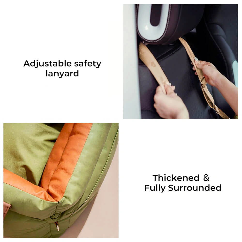 Pettami Urban Voyager: Elevated Dog Car Seat & Lounger | Premium Vegan Leather | Dual-Sided Comfort & Secure Travel for Jumbo Breeds