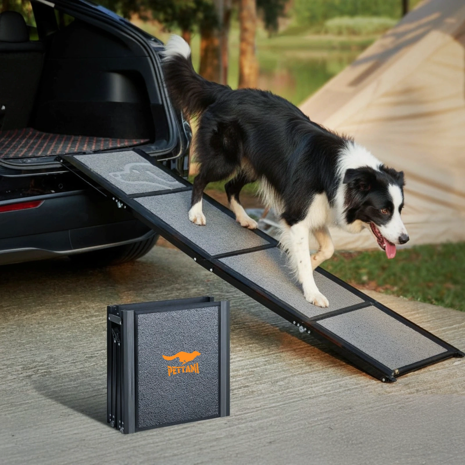 Pettami GlidePat Folding Canine Ramp | High-Traction Surface & Heavy-Duty Support