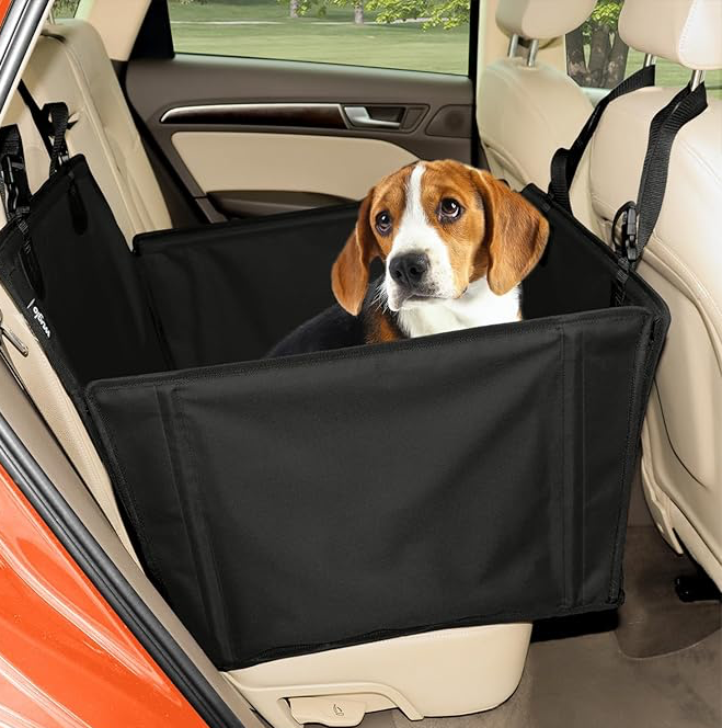 Pettami — Seggiolino Auto Extra Stabile per Cani Piccoli e Medi | Rinforzato con 4 Cinghie di Fissaggio | Copertura Impermeabile per Sedile Posteriore