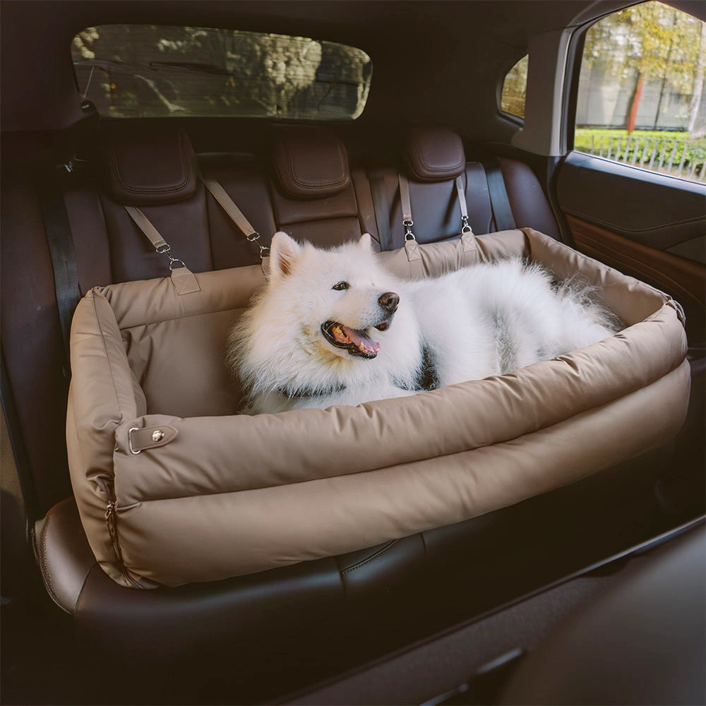 Pettami Urban Voyager: Elevated Dog Car Seat & Lounger | Premium Vegan Leather | Dual-Sided Comfort & Secure Travel for Jumbo Breeds