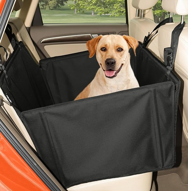 Pettami — Seggiolino Auto Extra Stabile per Cani Piccoli e Medi | Rinforzato con 4 Cinghie di Fissaggio | Copertura Impermeabile per Sedile Posteriore
